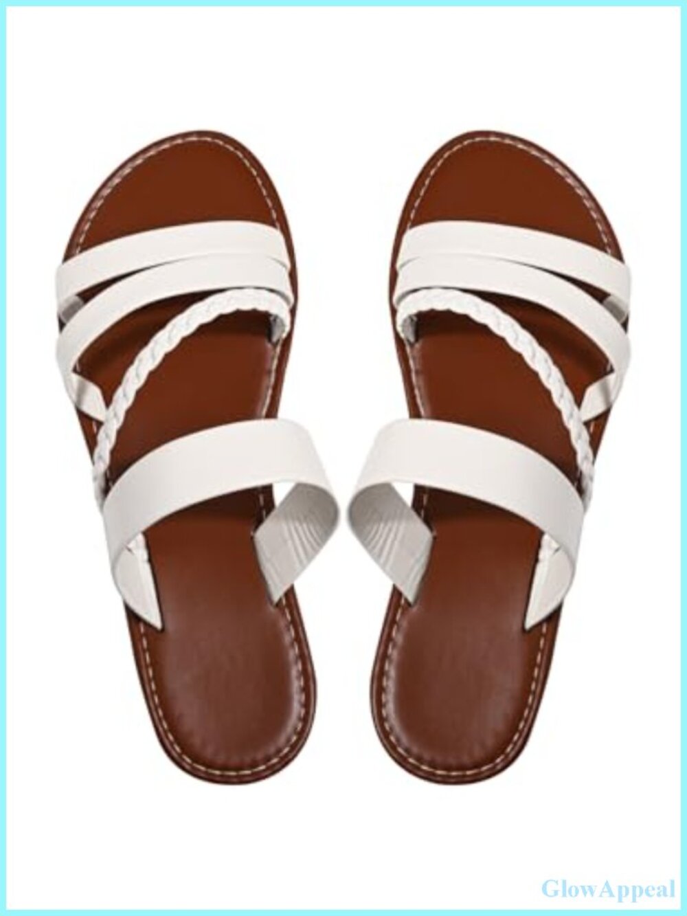 Braided Strappy Open Toe Slip On Flat Slide Sandals